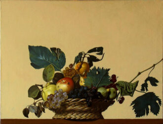 "Canestra di frutta", Caravaggio, 1597-1600.https://www.disegnoepittura.it/wp-content/uploads/Canestro-Frutta-Caravaggio-HD.jpg
