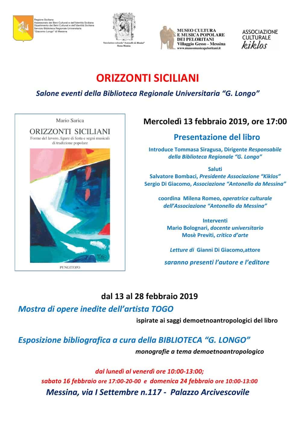 La Biblioteca Regionale di Messina ospita la presentazione del libro “Orizzonti siciliani”