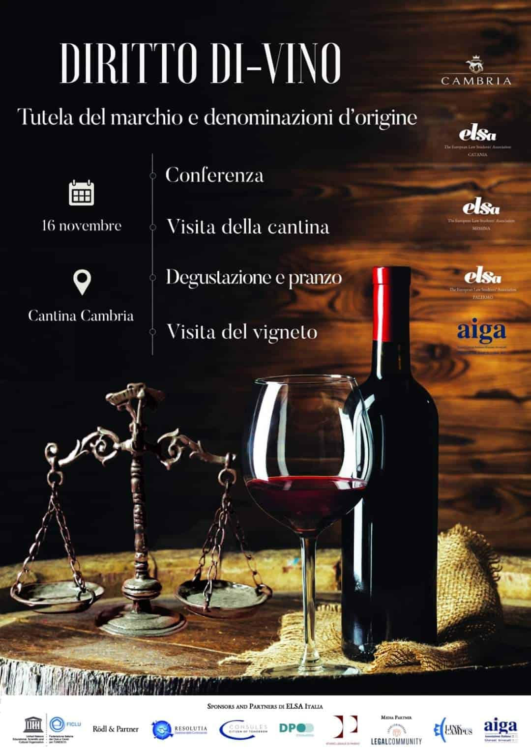 Terza edizione del progetto “Diritto Di-Vino”: con ELSA alla scoperta della cantina Cambria