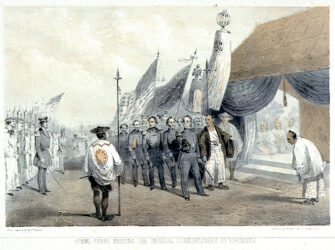 Nella terra dei Samurai, il Commodoro e la sua spedizione, incontrano gli ufficiali giapponesi a Yokohama (https://www.rmg.co.uk/collections/objects/rmgc-object-106036)